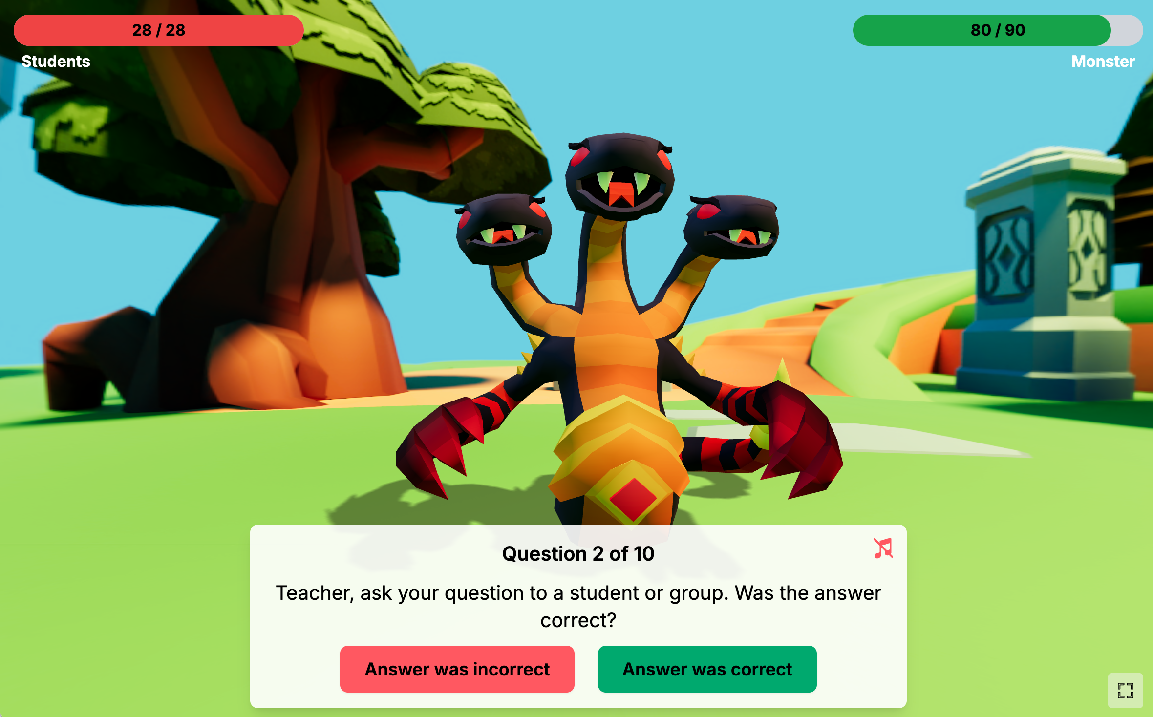 몬스터 배틀 게임플레이 화면